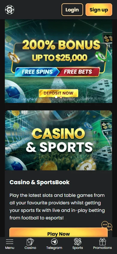 WSM Casino home page on a mobile device